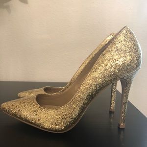 BCBGeneration Gold Sparkle Pumps